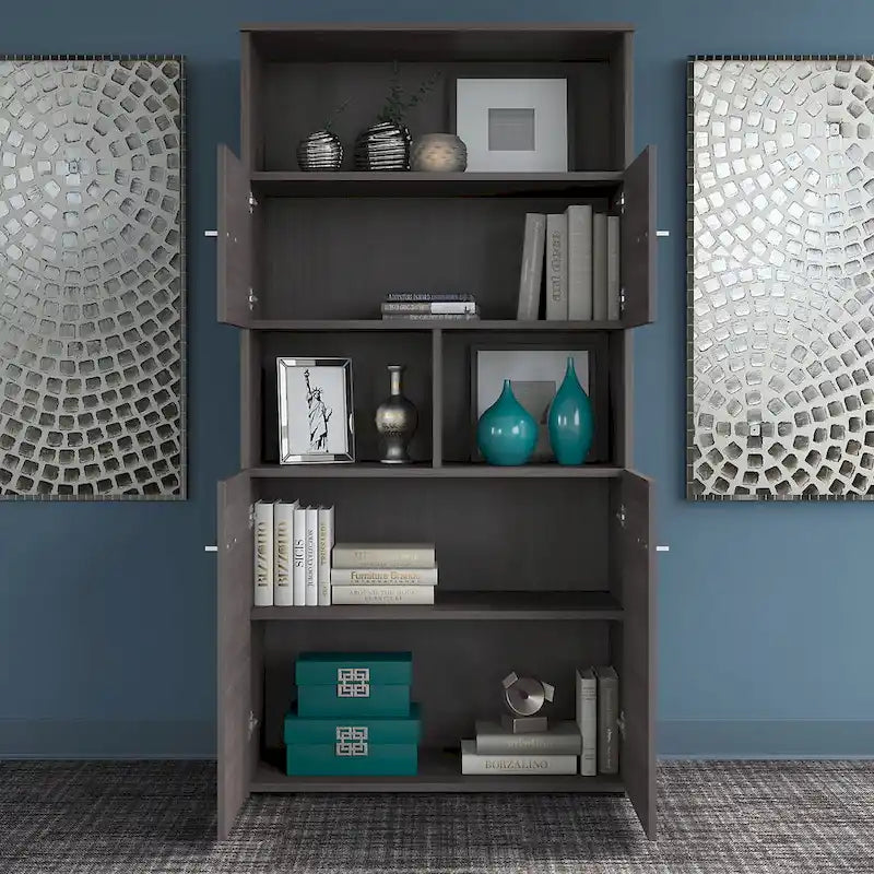 Bibliothèque à 5 étagères et 4 portes