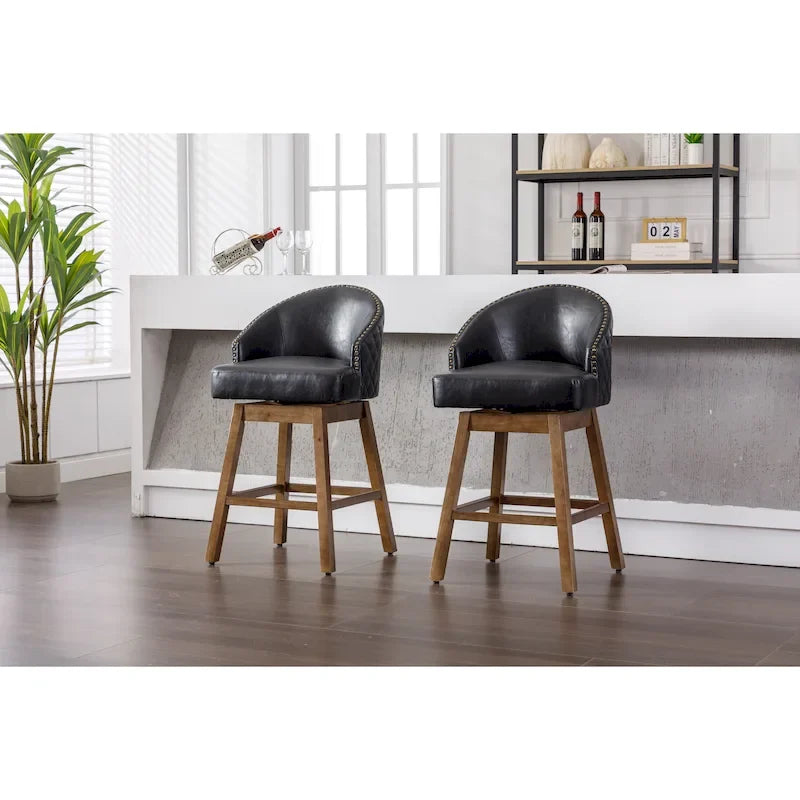 Lot de 2 tabourets de bar pivotants, tabourets de bar à hauteur de comptoir en PU avec accoudoirs