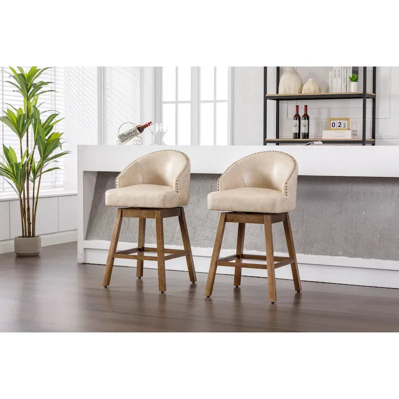 Lot de 2 tabourets de bar pivotants, tabourets de bar à hauteur de comptoir en PU avec accoudoirs