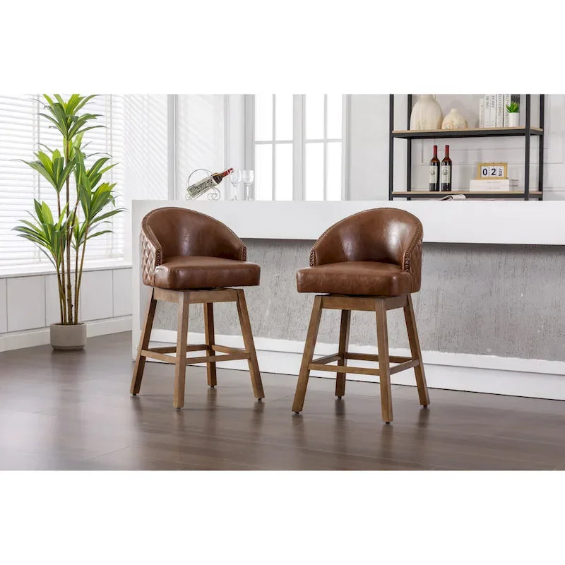 Lot de 2 tabourets de bar pivotants, tabourets de bar à hauteur de comptoir en PU avec accoudoirs