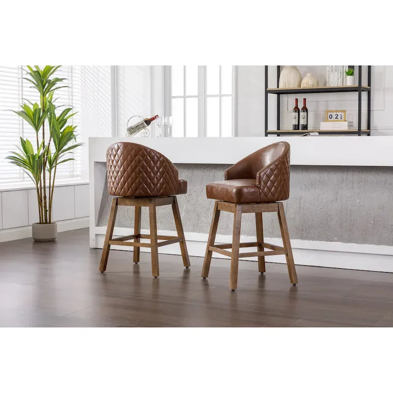 Lot de 2 tabourets de bar pivotants, tabourets de bar à hauteur de comptoir en PU avec accoudoirs