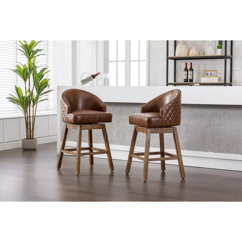 Lot de 2 tabourets de bar pivotants, tabourets de bar à hauteur de comptoir en PU avec accoudoirs
