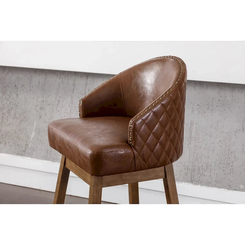 Lot de 2 tabourets de bar pivotants, tabourets de bar à hauteur de comptoir en PU avec accoudoirs