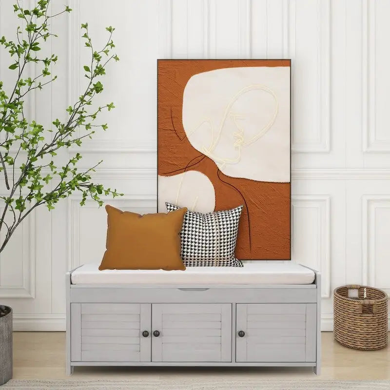 Banc de rangement pour chaussures en bois avec coussin d'entrée