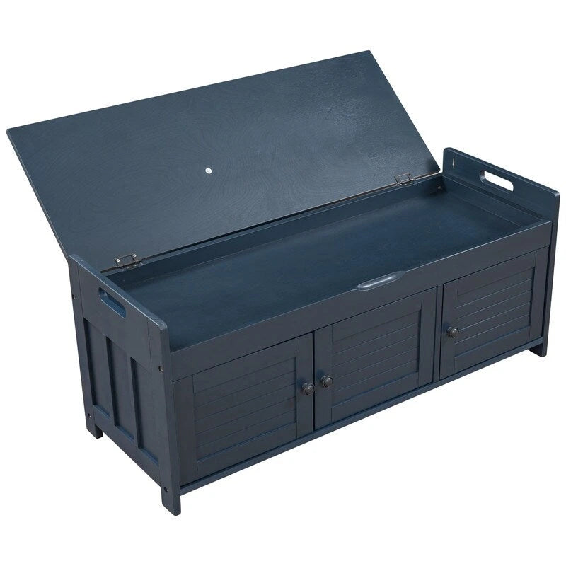Banc de rangement pour chaussures en bois avec coussin d'entrée