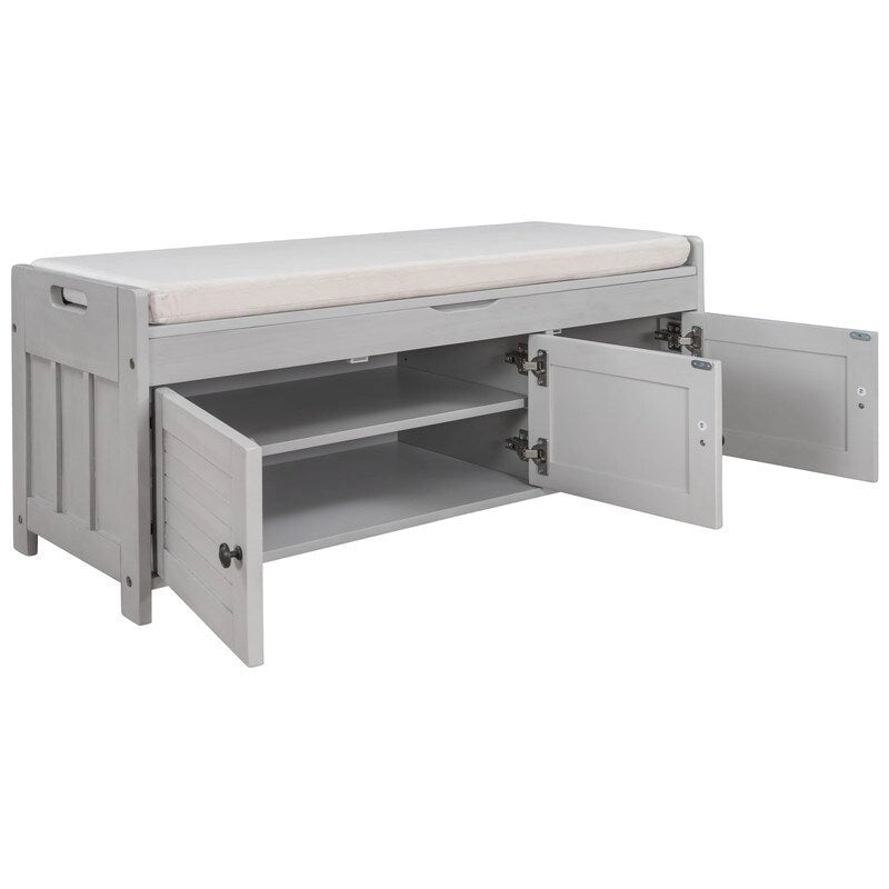 Banc de rangement pour chaussures en bois avec coussin d'entrée