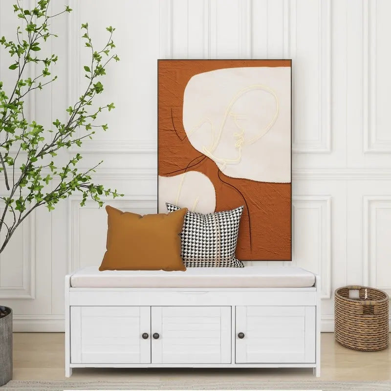 Banc de rangement pour chaussures en bois avec coussin d'entrée