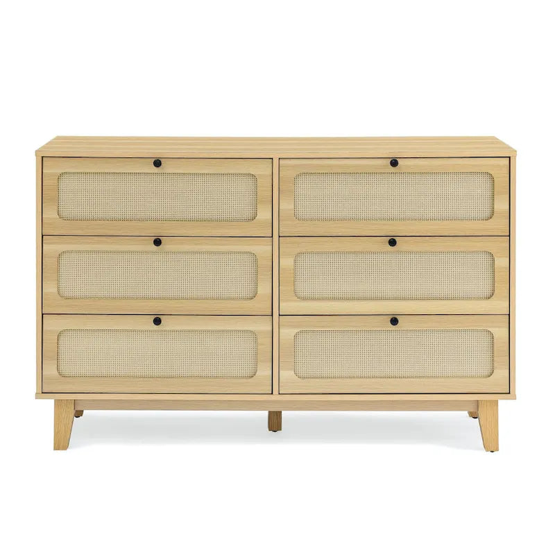 Commode antique en bois à six tiroirs pour chambre, meuble TV ou rangement de salon