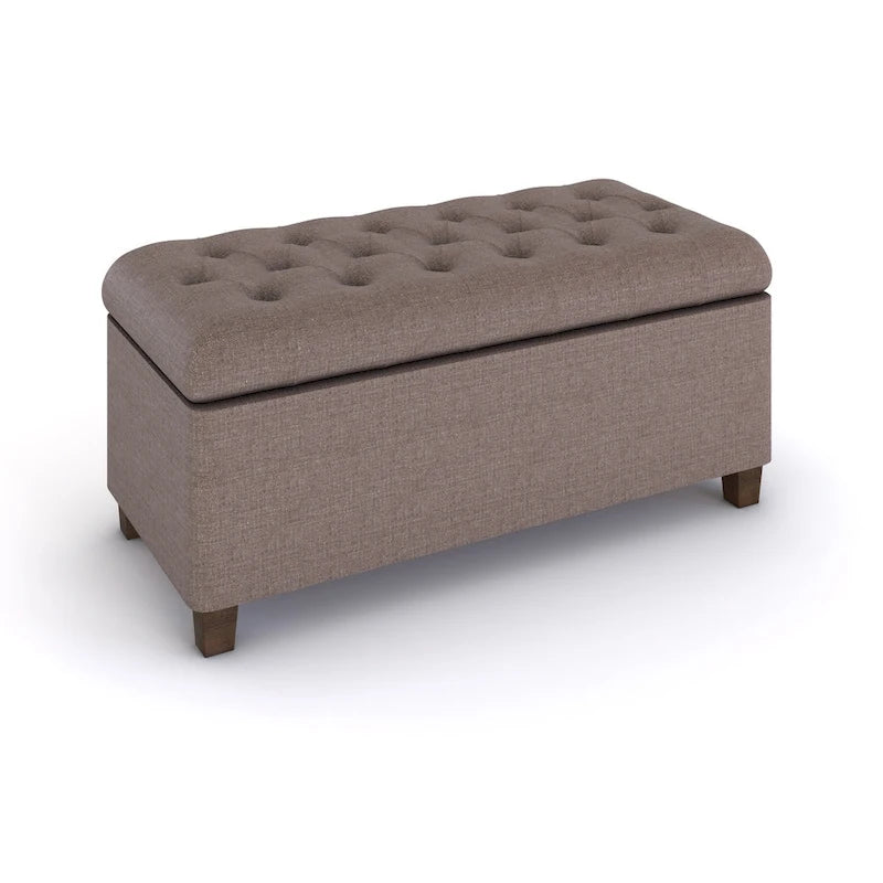 Banc de rangement capitonné marron