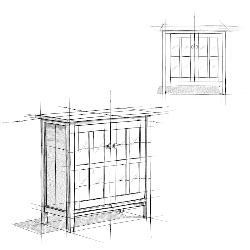 Bahut bas de rangement de style transitoire en BOIS MASSIF de 81 cm de large - 81 larg. x 36 prof. x 79 haut. (cm)