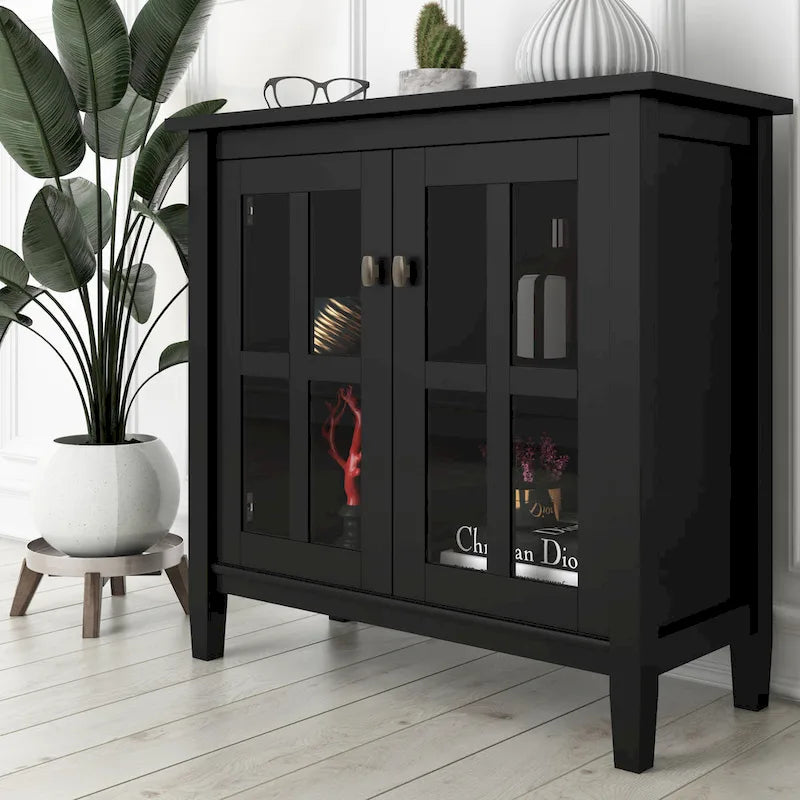 Bahut bas de rangement de style transitoire en BOIS MASSIF de 81 cm de large - 81 larg. x 36 prof. x 79 haut. (cm)