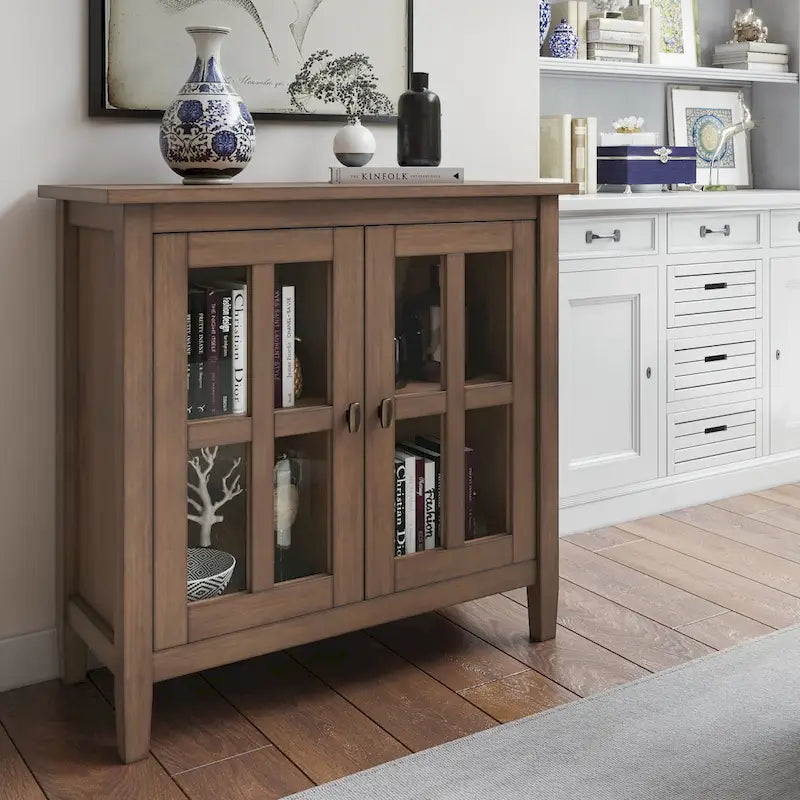 Bahut bas de rangement de style transitoire en BOIS MASSIF de 81 cm de large - 81 larg. x 36 prof. x 79 haut. (cm)