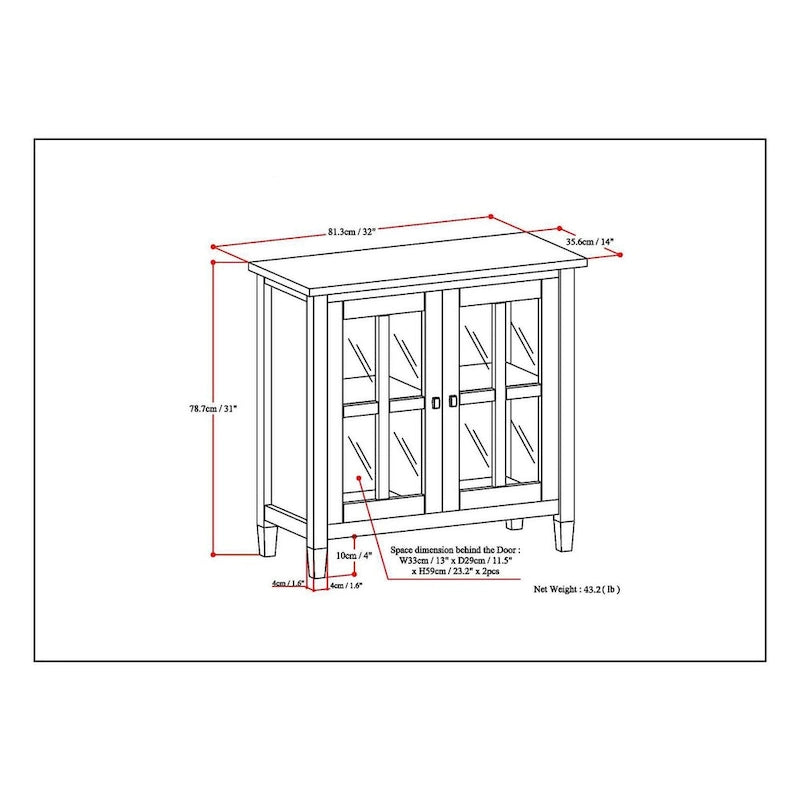 Bahut bas de rangement de style transitoire en BOIS MASSIF de 81 cm de large - 81 larg. x 36 prof. x 79 haut. (cm)