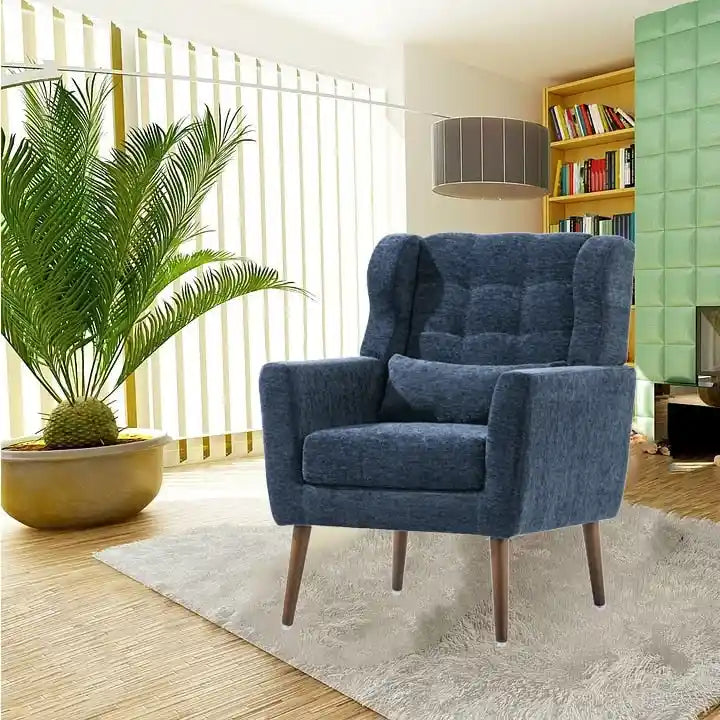 Fauteuil de lecture confortable du milieu du siècle en tissu chenille