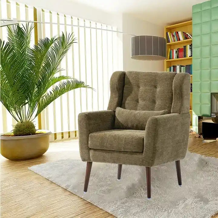 Fauteuil de lecture confortable du milieu du siècle en tissu chenille
