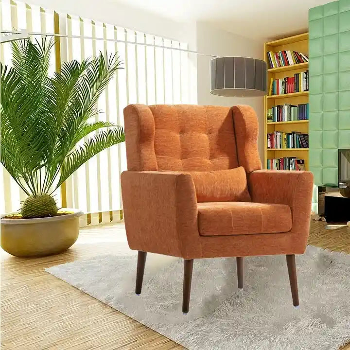 Fauteuil de lecture confortable du milieu du siècle en tissu chenille