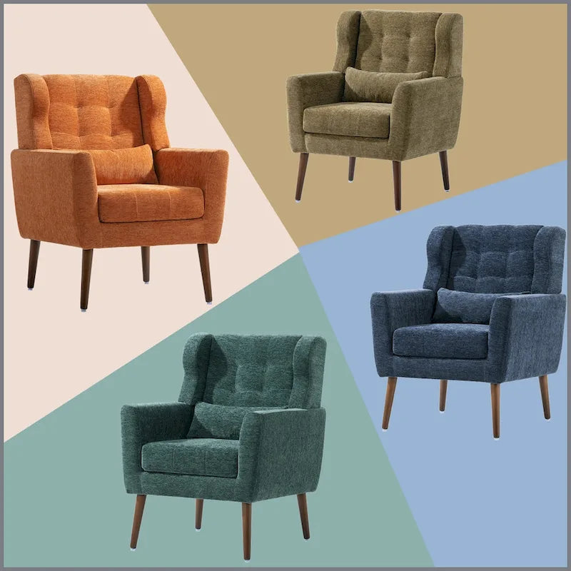 Fauteuil de lecture confortable du milieu du siècle en tissu chenille