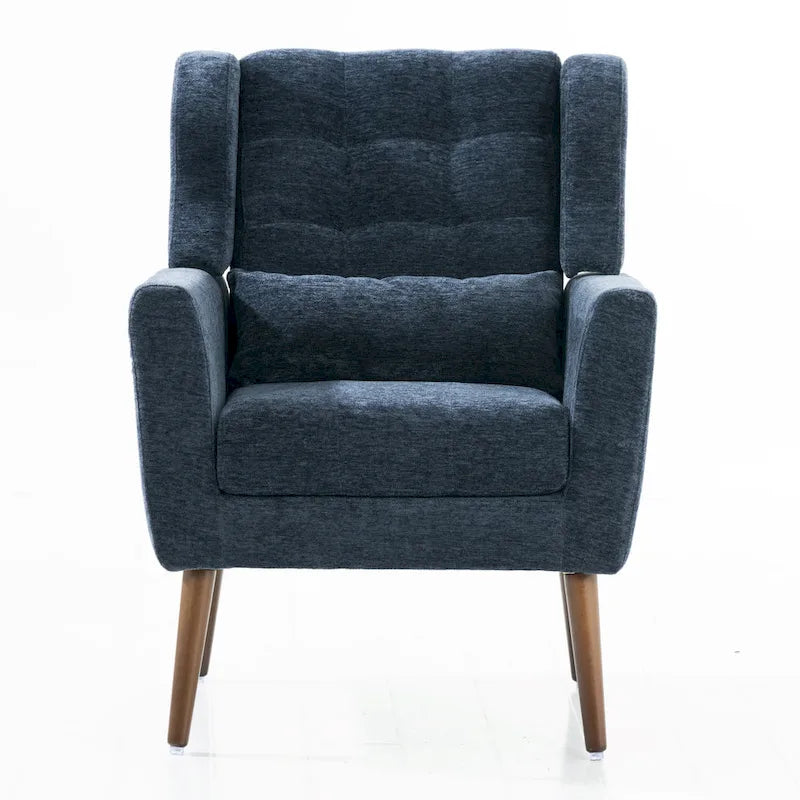 Fauteuil de lecture confortable du milieu du siècle en tissu chenille