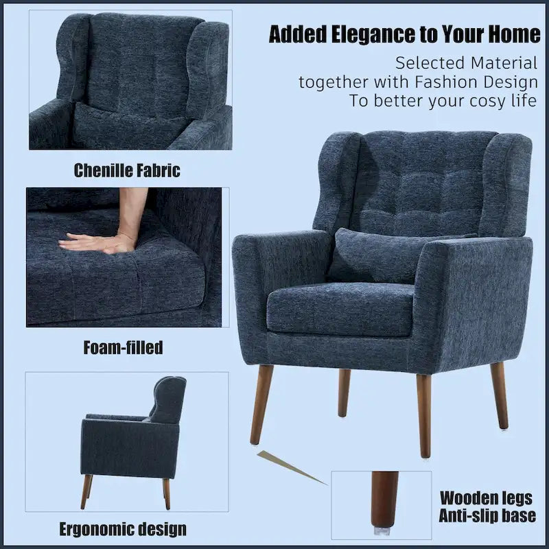 Fauteuil de lecture confortable du milieu du siècle en tissu chenille