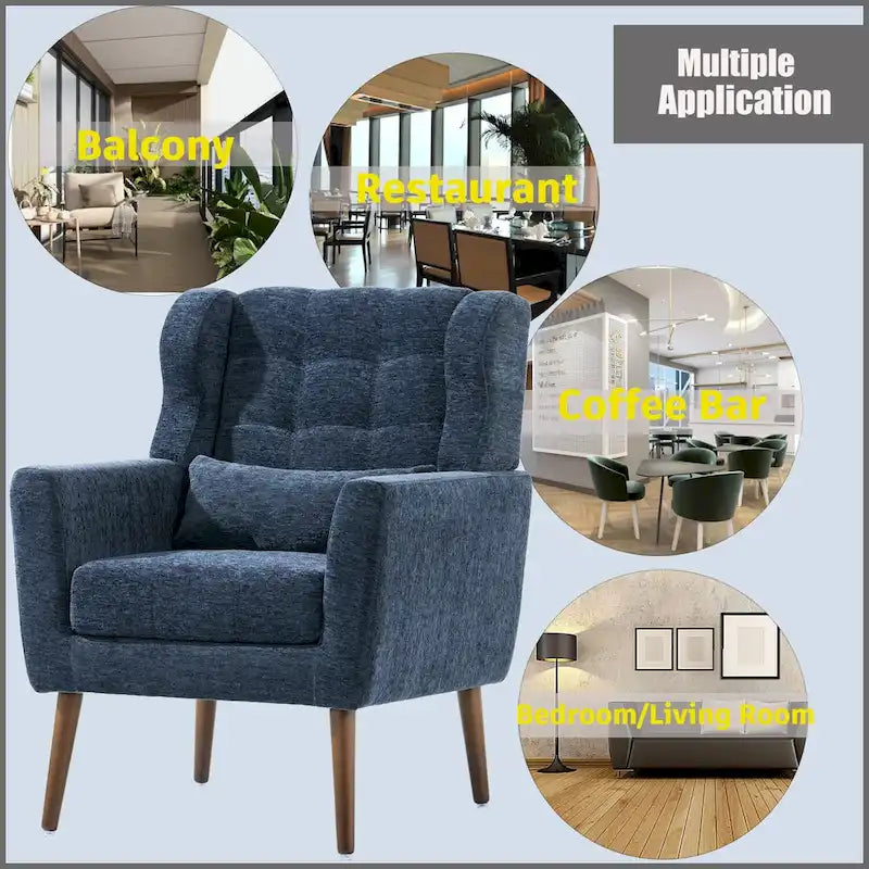 Fauteuil de lecture confortable du milieu du siècle en tissu chenille