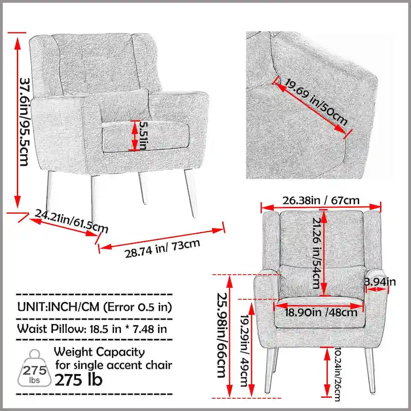Fauteuil de lecture confortable du milieu du siècle en tissu chenille