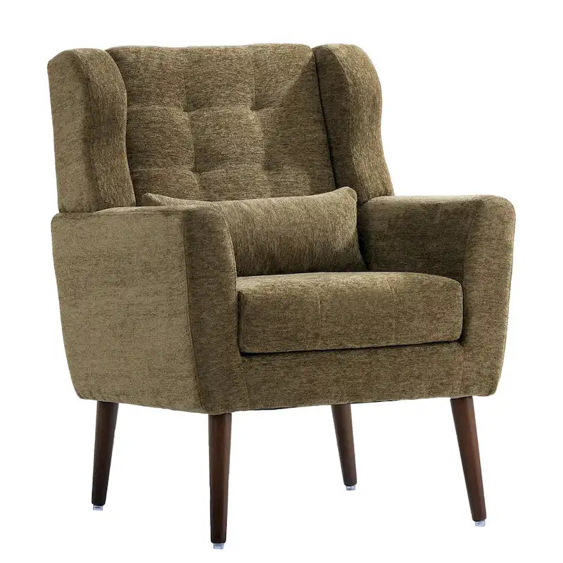 Fauteuil de lecture confortable du milieu du siècle en tissu chenille