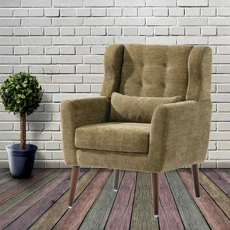 Fauteuil de lecture confortable du milieu du siècle en tissu chenille