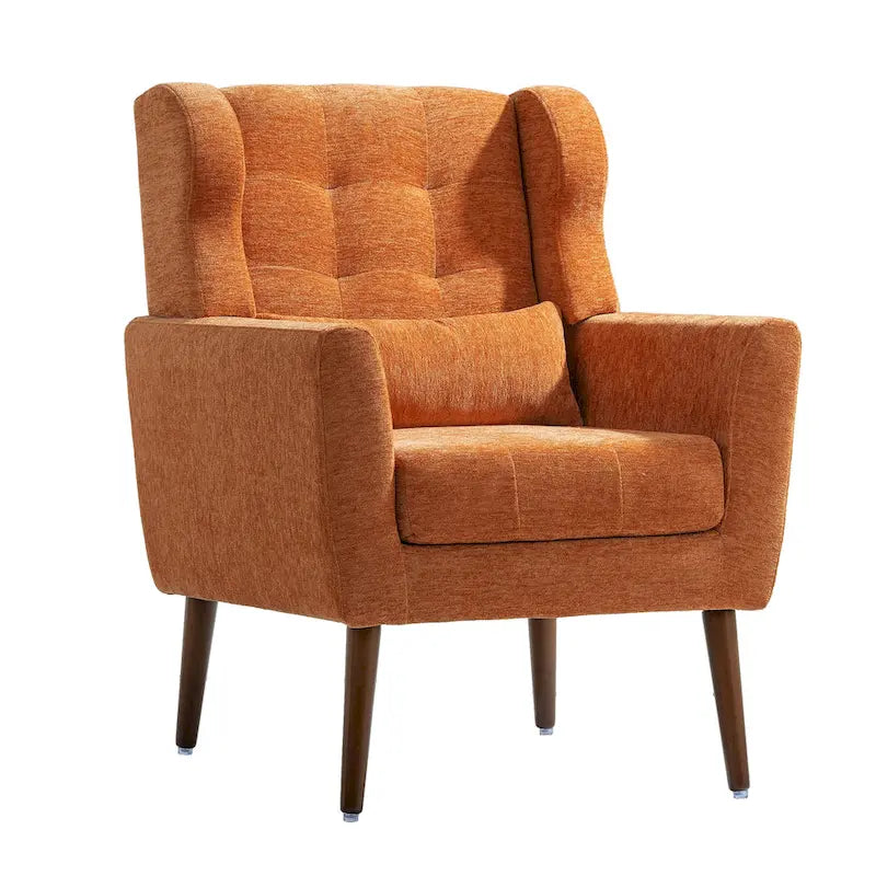 Fauteuil de lecture confortable du milieu du siècle en tissu chenille
