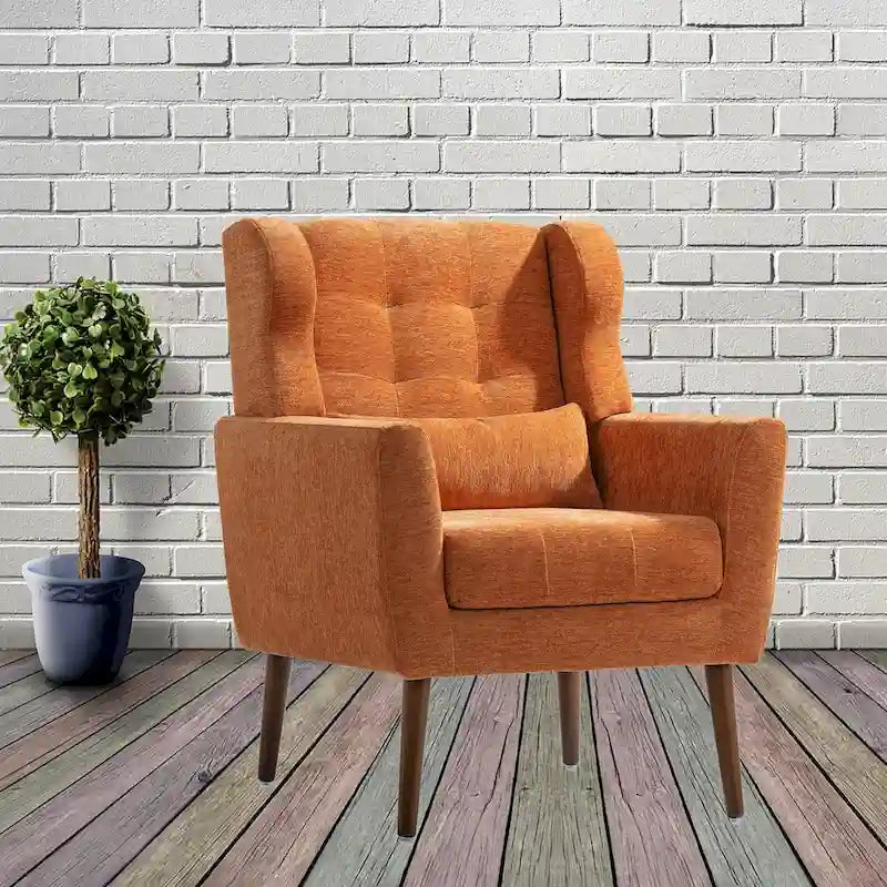 Fauteuil de lecture confortable du milieu du siècle en tissu chenille