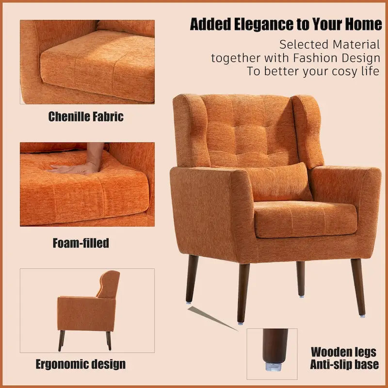Fauteuil de lecture confortable du milieu du siècle en tissu chenille