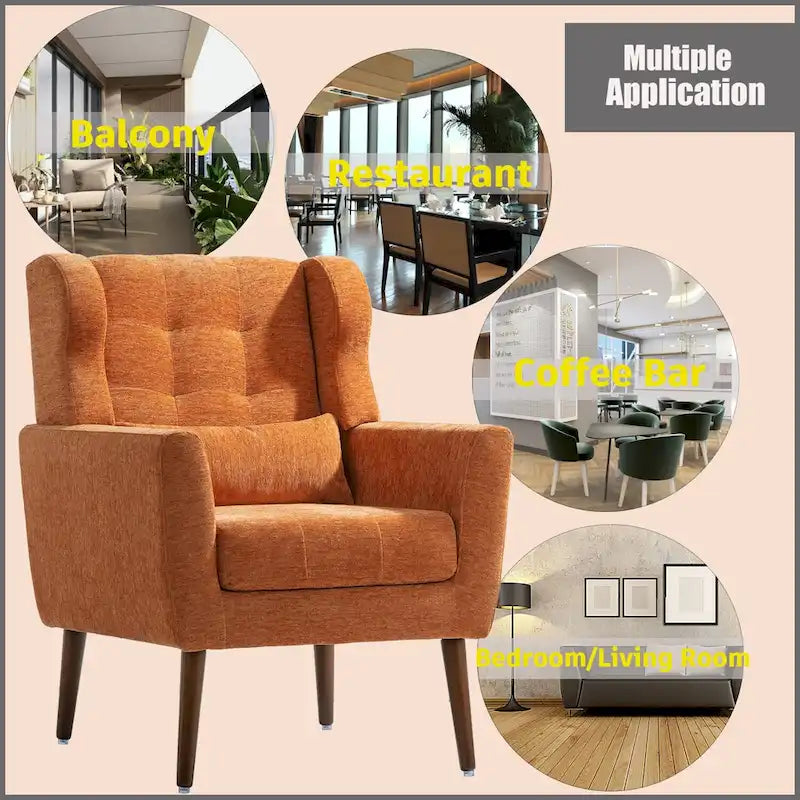 Fauteuil de lecture confortable du milieu du siècle en tissu chenille