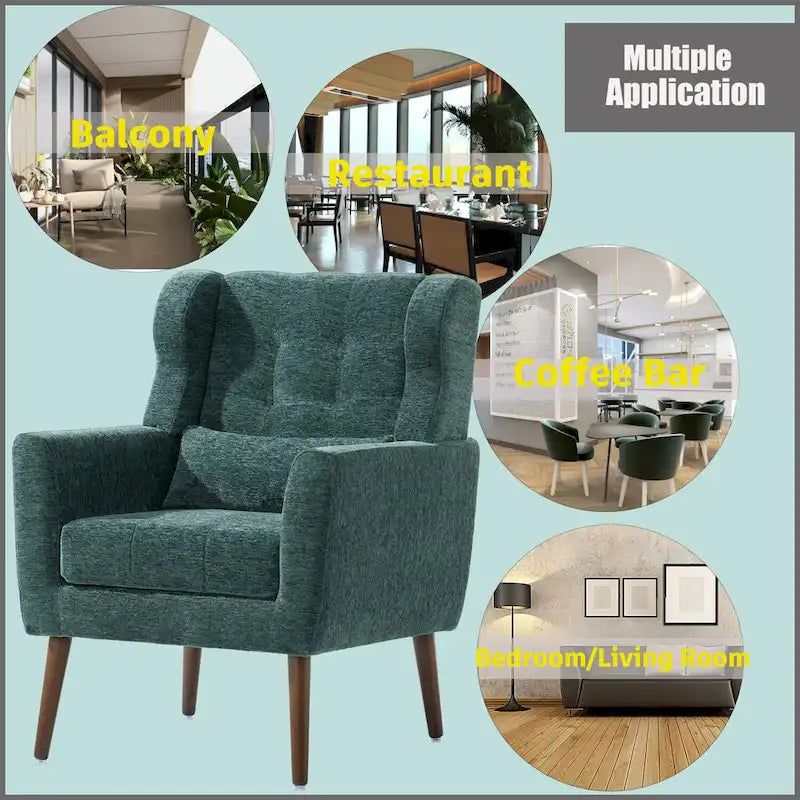 Fauteuil de lecture confortable du milieu du siècle en tissu chenille