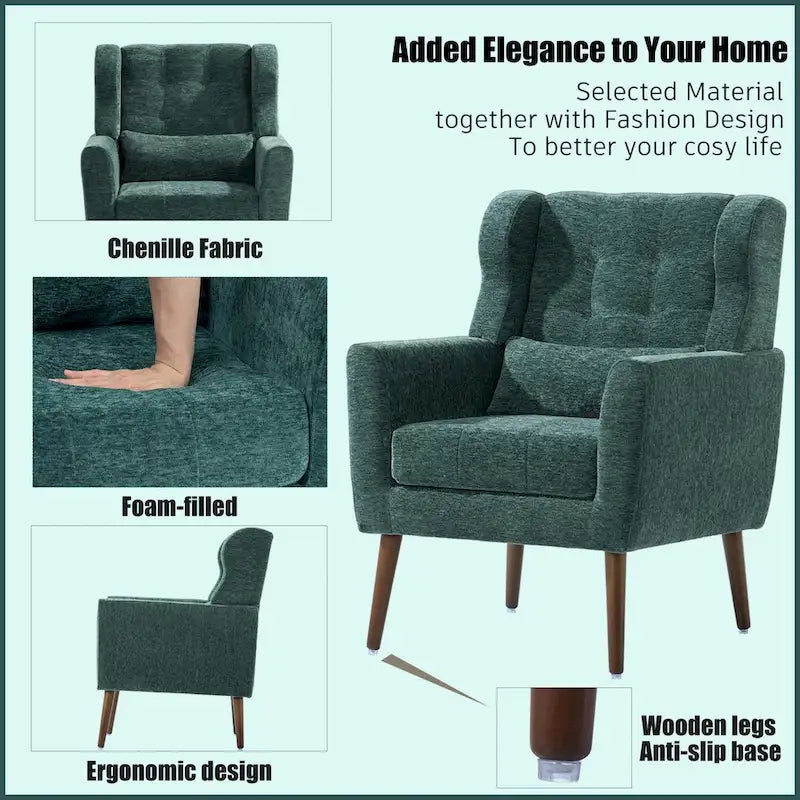 Fauteuil de lecture confortable du milieu du siècle en tissu chenille