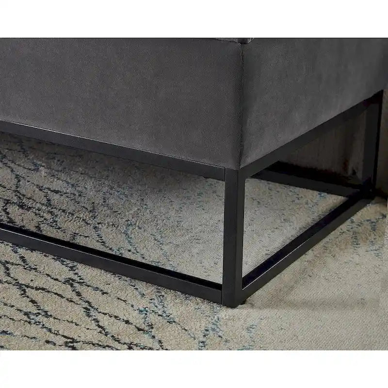 Banc de lit en métal avec rangement