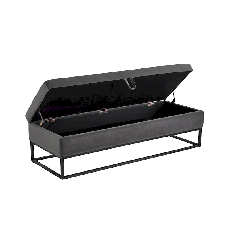 Banc de lit en métal avec rangement