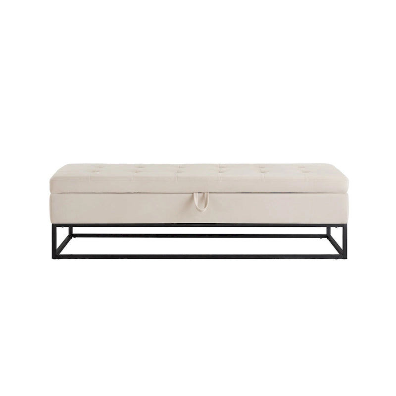 Banc de lit en métal avec rangement