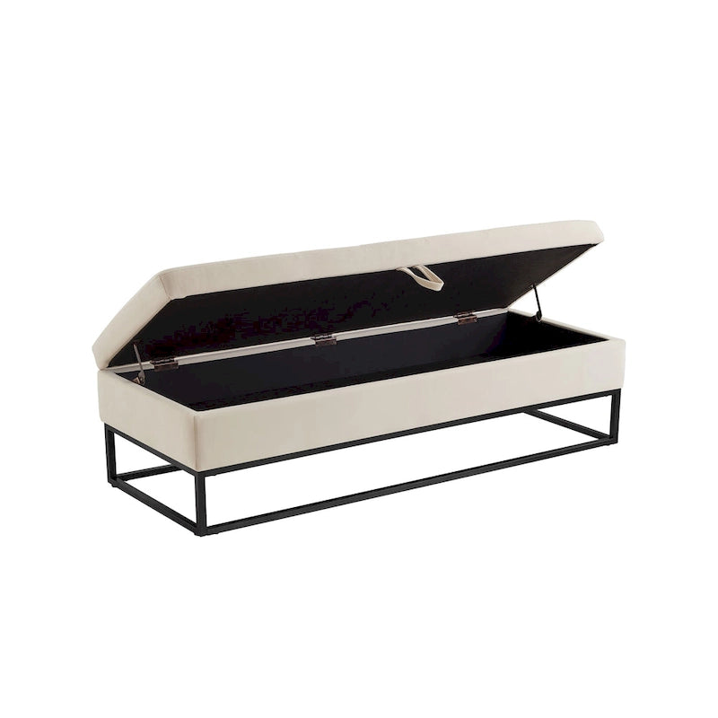 Banc de lit en métal avec rangement