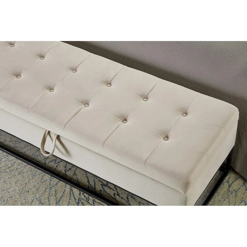 Banc de lit en métal avec rangement