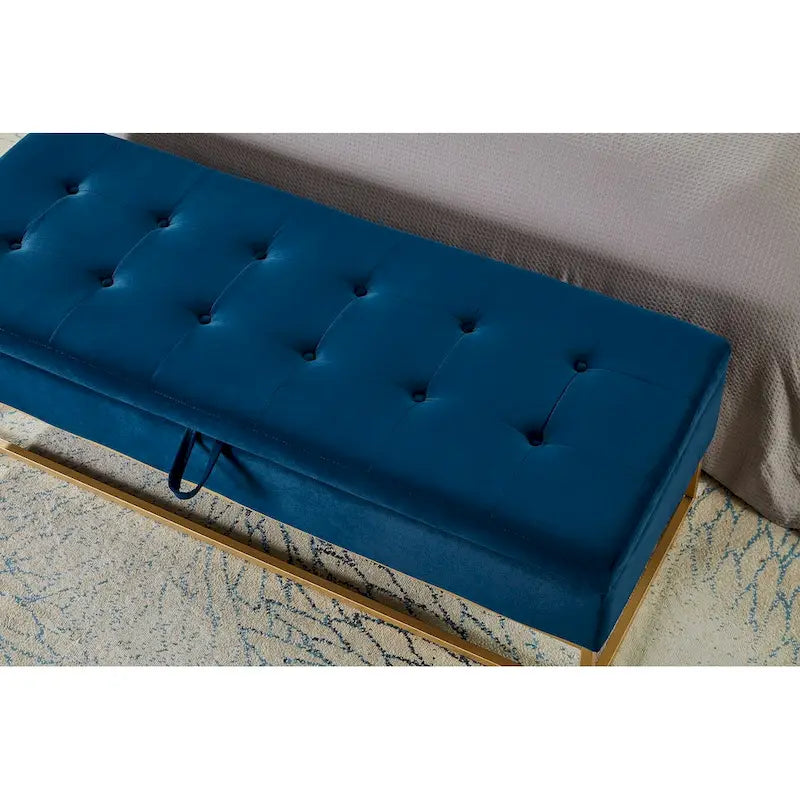 Banc de lit en métal avec rangement