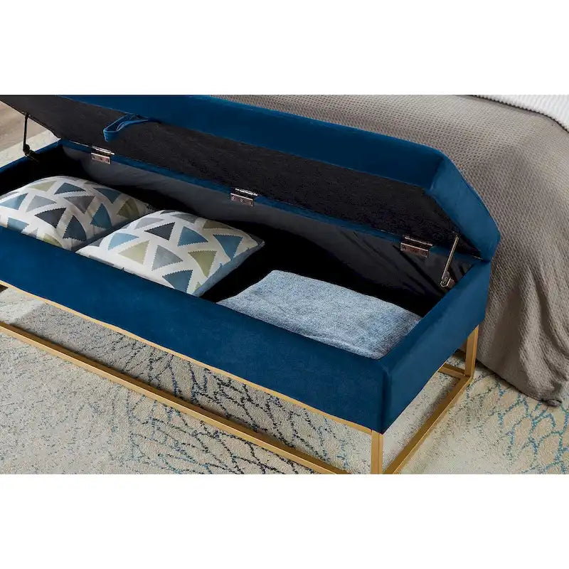 Banc de lit en métal avec rangement