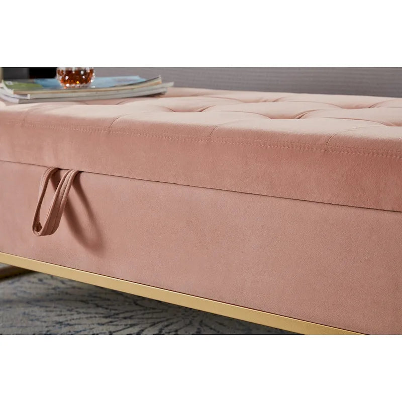 Banc de lit en métal avec rangement