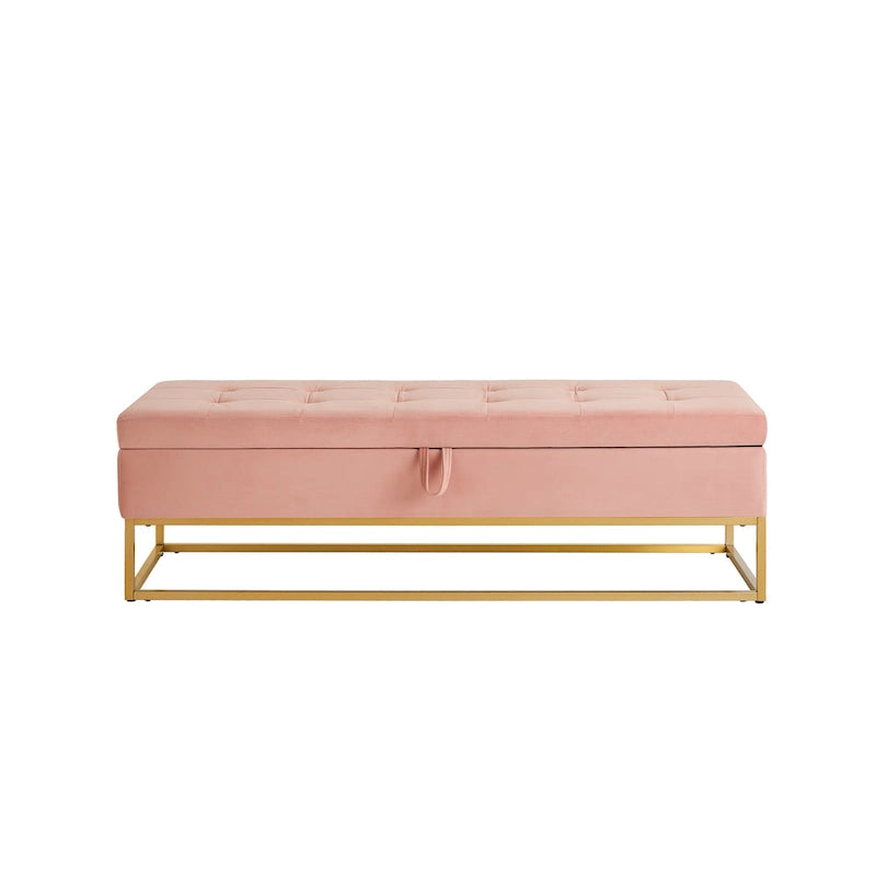 Banc de lit en métal avec rangement