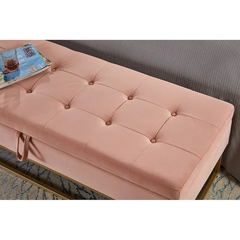 Banc de lit en métal avec rangement