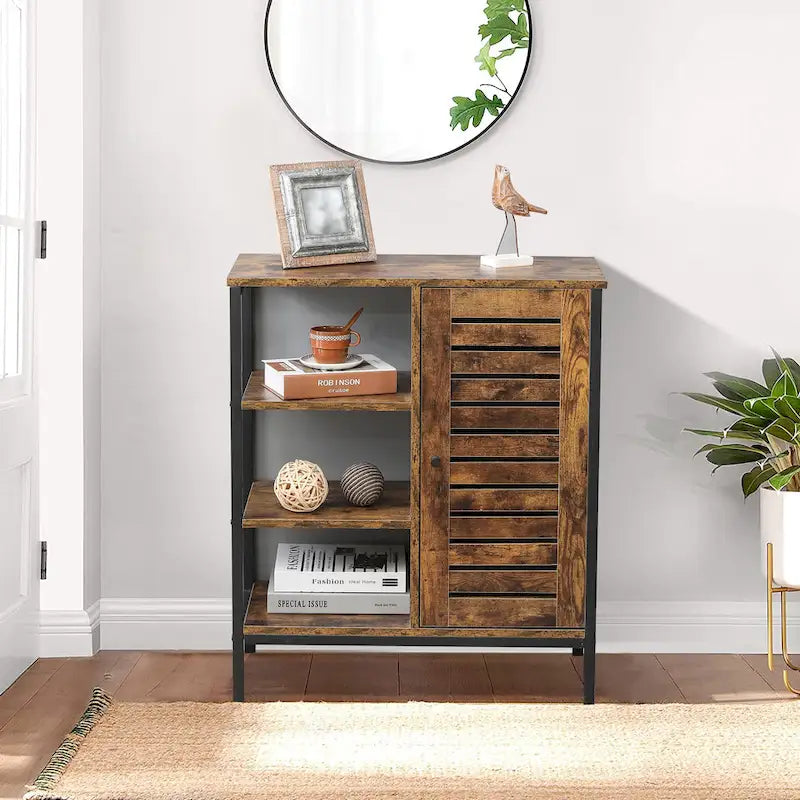 Armoire de rangement en bois à 3 étagères et 1 porte