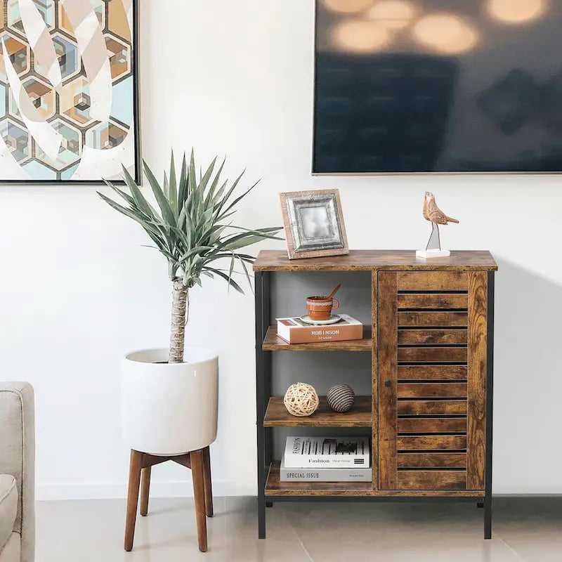 Armoire de rangement en bois à 3 étagères et 1 porte