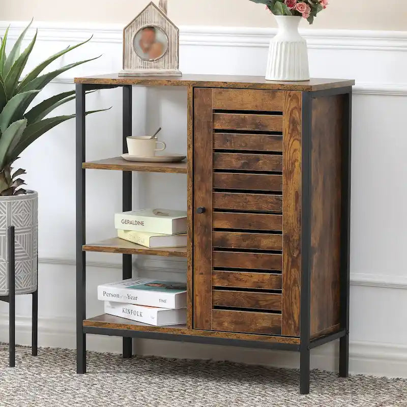 Armoire de rangement en bois à 3 étagères et 1 porte