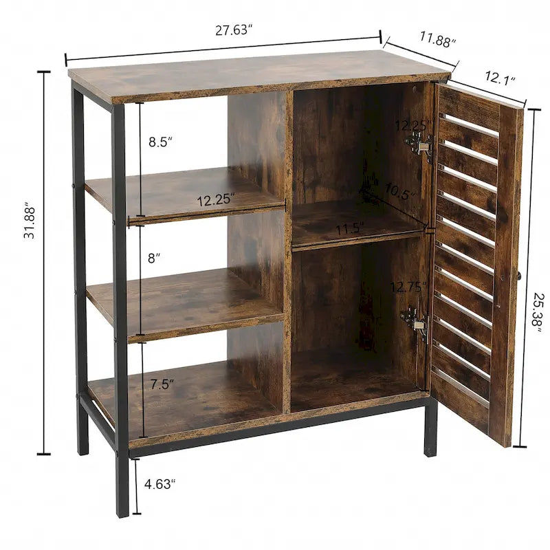 Armoire de rangement en bois à 3 étagères et 1 porte