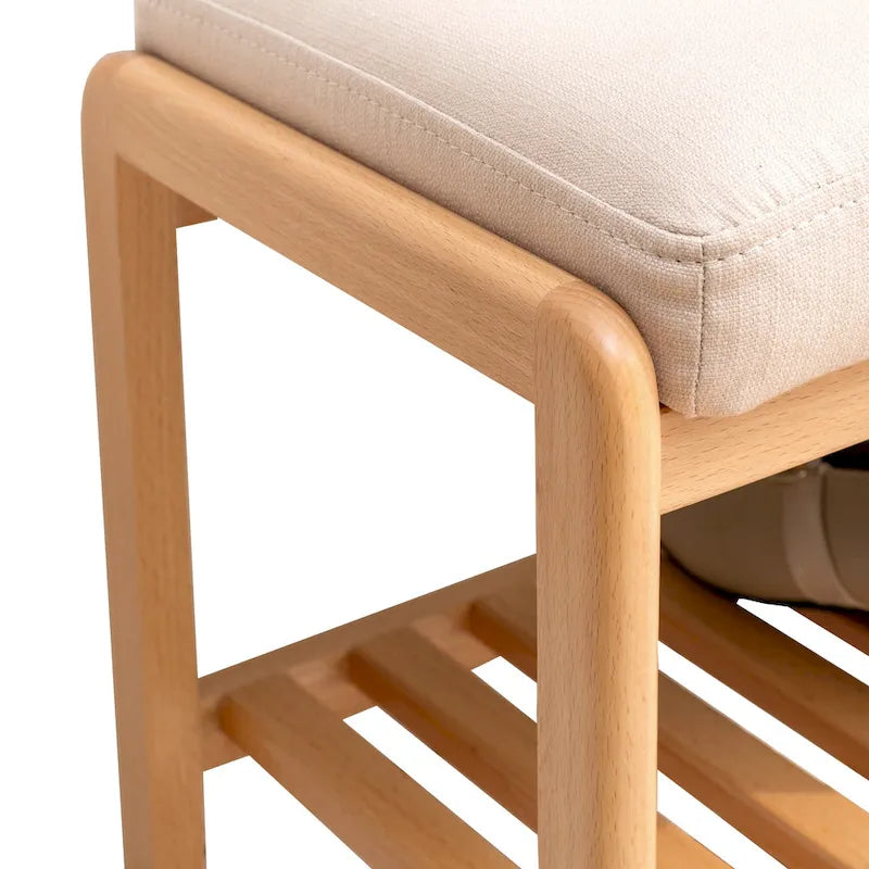 Banc à chaussures en bois avec coussin