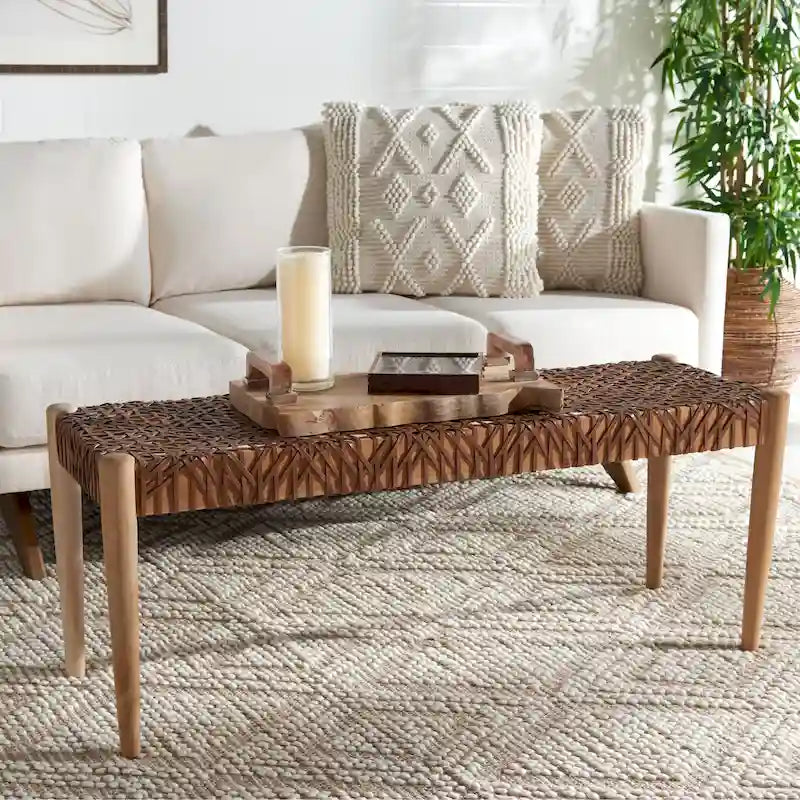 Banc en cuir – 47 L x 16 P x 19 H – 47Lx16Px19H