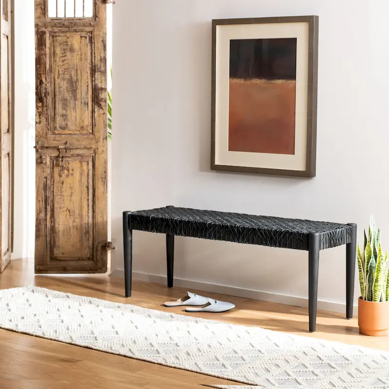 Banc en cuir – 47 L x 16 P x 19 H – 47Lx16Px19H
